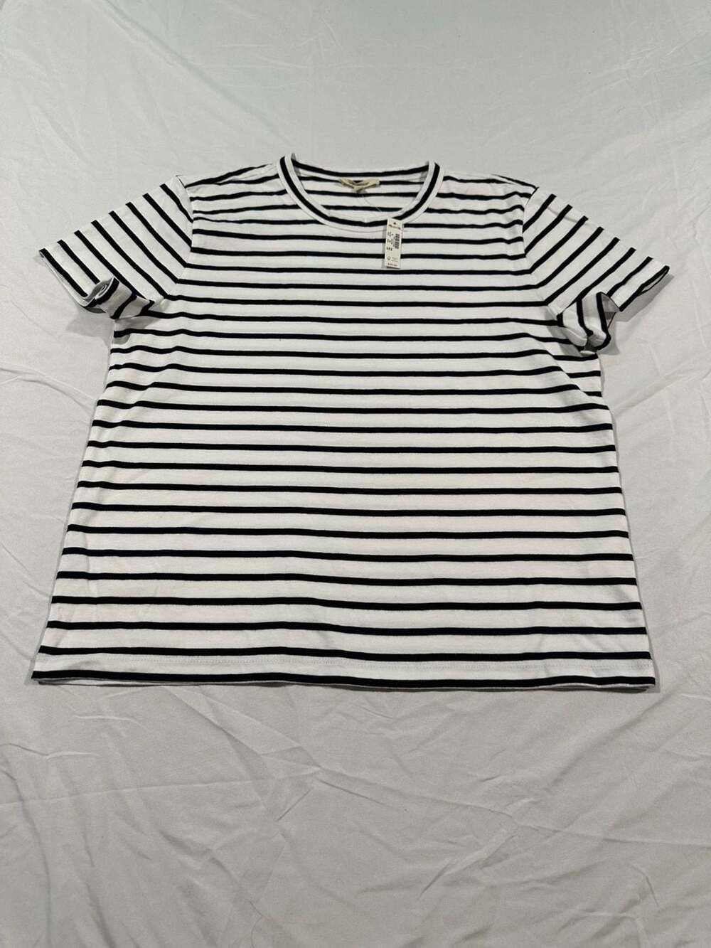 Madewell The Perfect Crewneck Tee in Black and White Stripe Women’s M